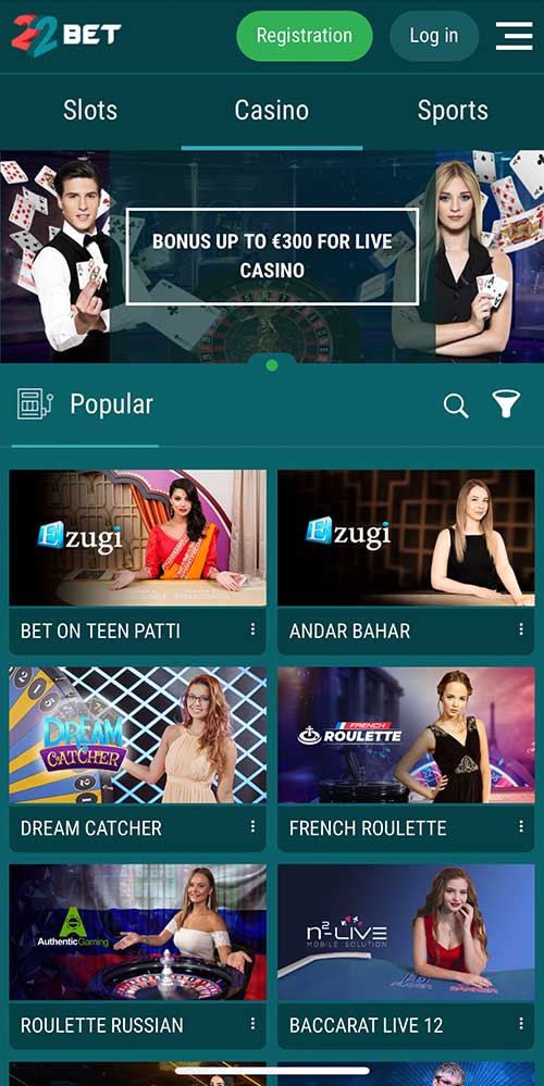 22bet online casino