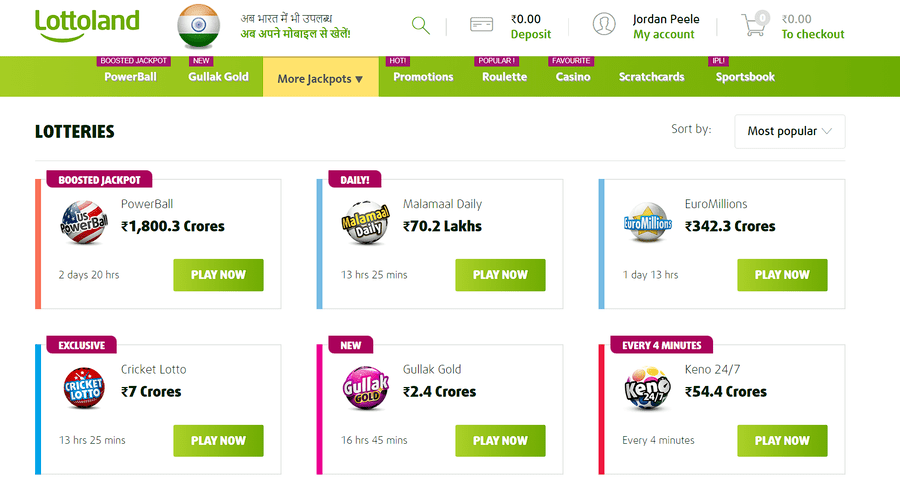 Screenshot of the More Jackpots section on Lottoland