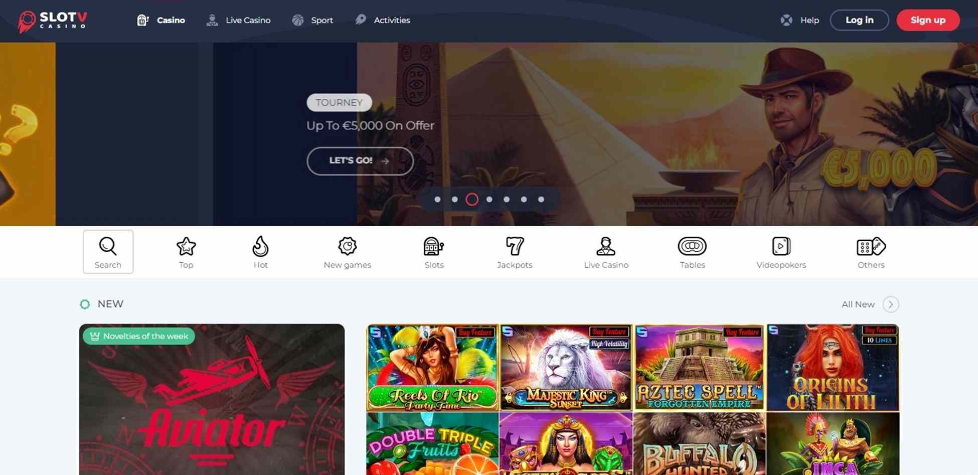 SlotV Casino Design Screenshot