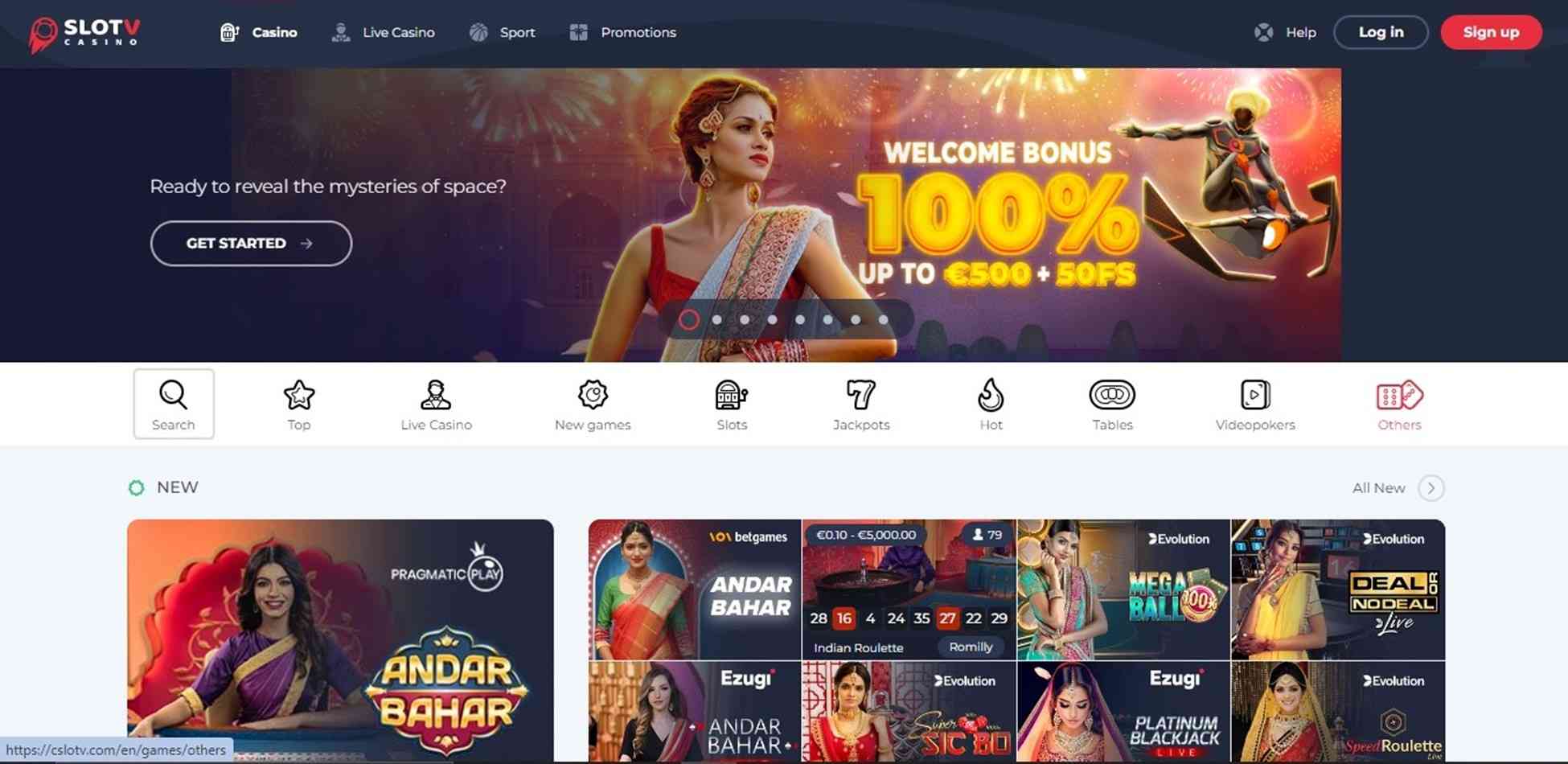 SlotV Casino Homepage Screenshot