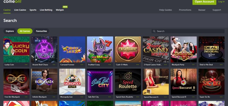 Comeon Casino Games