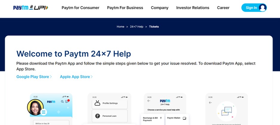 Paytm customer support