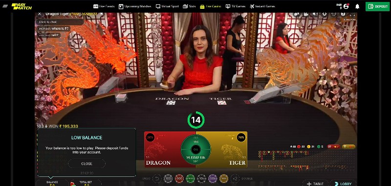 Screenshot from Parimatch casino