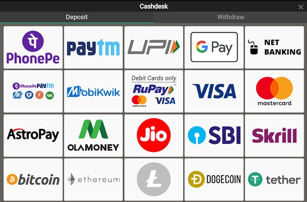 Pin-up payment methods