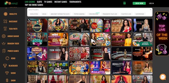 9Winz Live casino