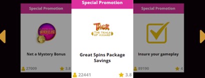 Screenshot showing the Special Promotions on Lucky Niki