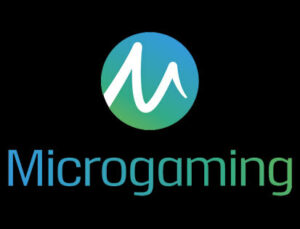 Microgaming logo with a black background