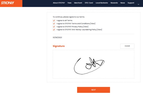 Signature on sticpay