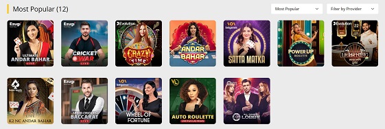 10CRIC most popular casino games