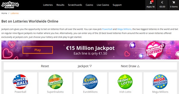 Jackpot.com lotteries section - bet on lotteries worldwide online