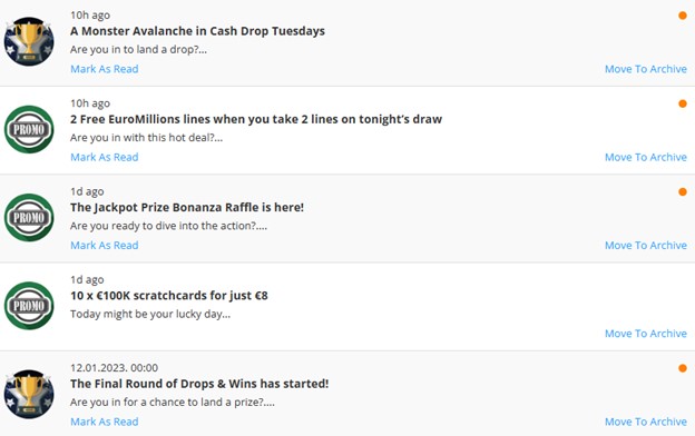 Jackpot.com customized bonuses received via email after registration