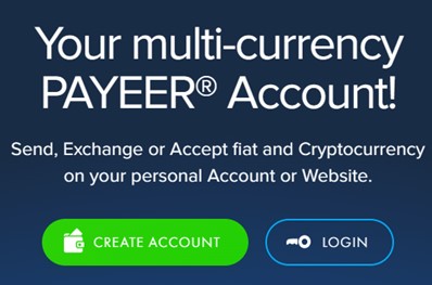 Screenshot from the Payeer home page where you can create your account