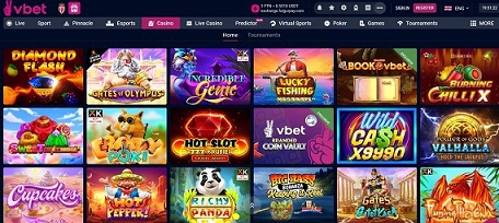 Screenshot of the VBET casino games