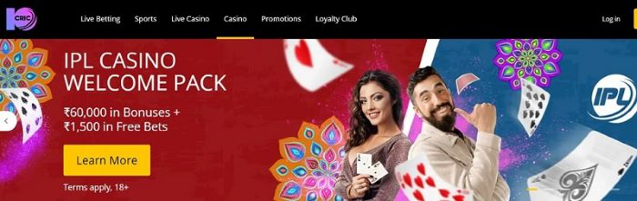 IPL Casino welcome pack at 10CRIC