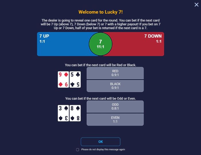 Screenshot explaining how to play Lucky 7 with 22Bet