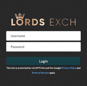 Screenshot of the login pop-up on LORDS EXCH, a blacklisted casino