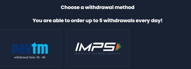 Screenshot asking user to choose a withdrawal method on 4raBet