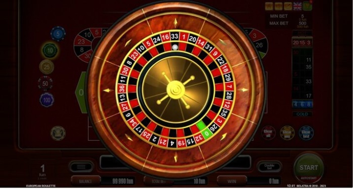 Screenshot of a European roulette on 20Bet