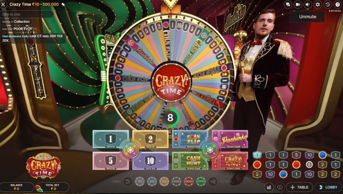 Screenshot of the Crazy Time game, which you can play at any online casino in Bangladesh.