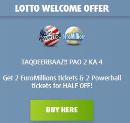 Screenshot of the Lotto Welcome Offer at Lottoland