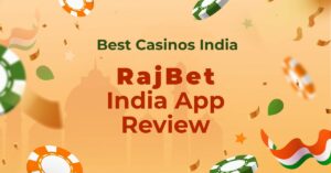 Featured image of an article reviewing the RajBet casino app for India.