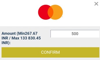 Screenshot of a deposit transaction on BetWinner with Mastercard.