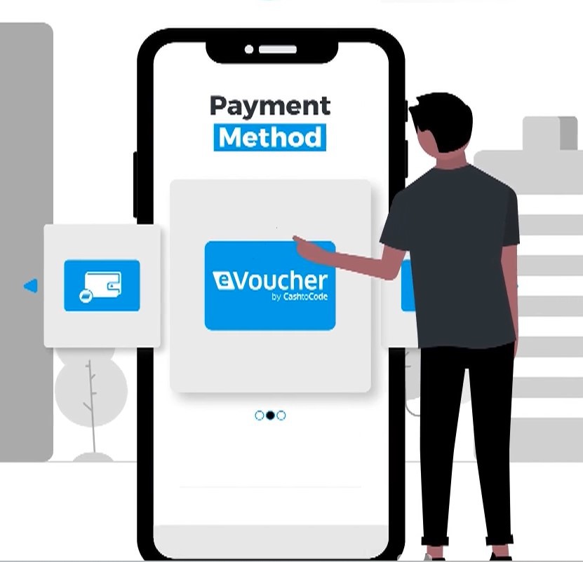 Screenshot showing step 3 of the registration on CashtoCode: Choosing CashtoCode as your preferred payment method.