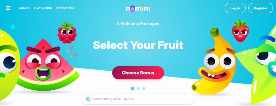 Screenshot of a banner on Nomini asking the user to choose their bonus.