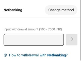 Screenshot showing where you input the amount you would like to withdraw from parimatch.