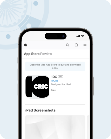 Screenshot of the 10CRIC app preview from the App Store.