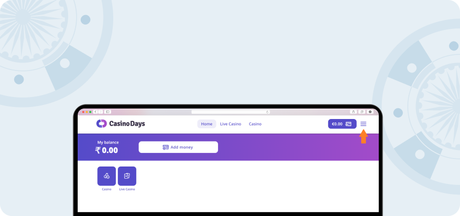 Screenshot of the Cashier section on Casino Days.